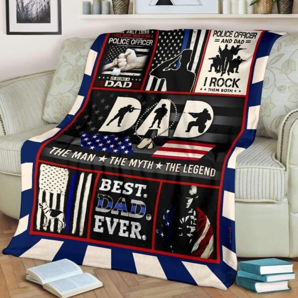 Police Dad The Man The Myth The Legend Fleece Blanket Sherpa Blanket