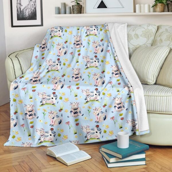 Cow Happy Pattern Fleece Blanket Sherpa Blanket