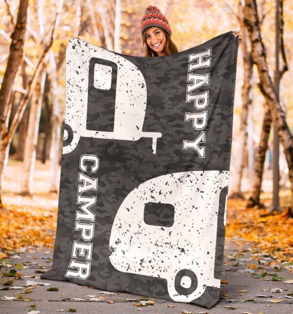 Pendleton Camp Happy Camper Camo Fleece Blanket Sherpa Blanket