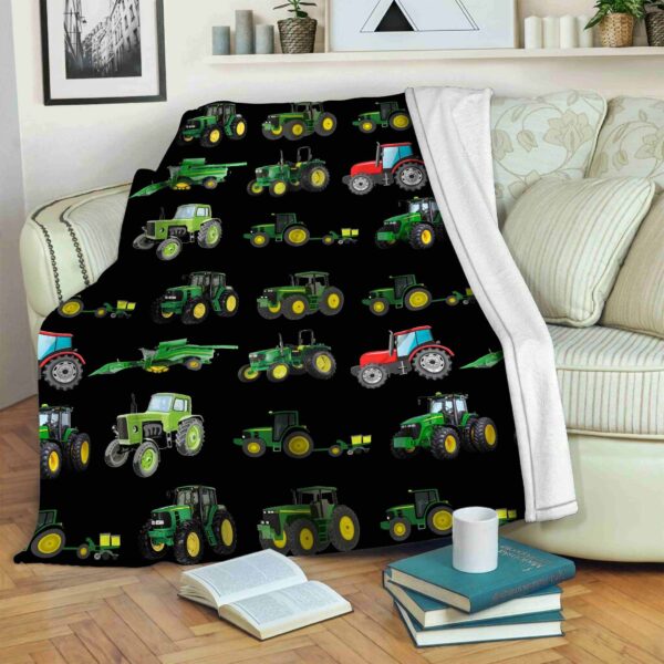 Tractor Green Fleece Blanket Sherpa Blanket