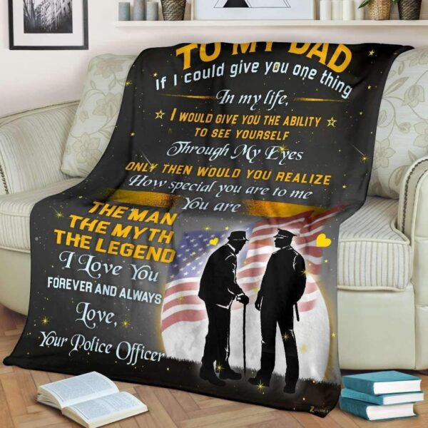 Police Dad The Man The Myth The Legend Fleece Blanket Sherpa Blanket