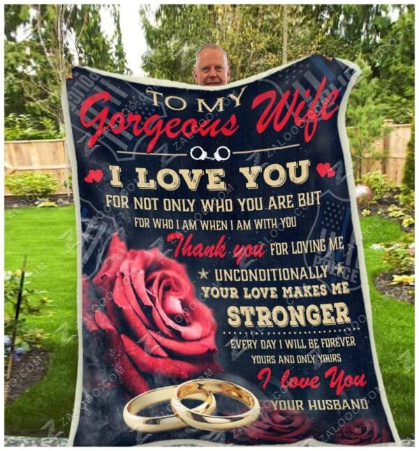 Police Rose To My Wife I Love You Fleece Blanket Sherpa Blanket