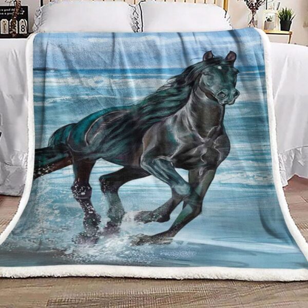 Horse And The Sea Fleece Blanket Sherpa Blanket