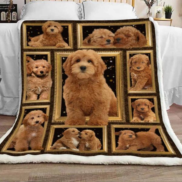 Cute Goldendoodle Fleece Blanket Sherpa Blanket