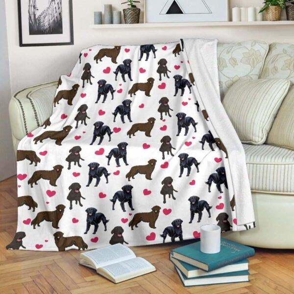Flat Coated Retriever Heart Fleece Blanket Sherpa Blanket