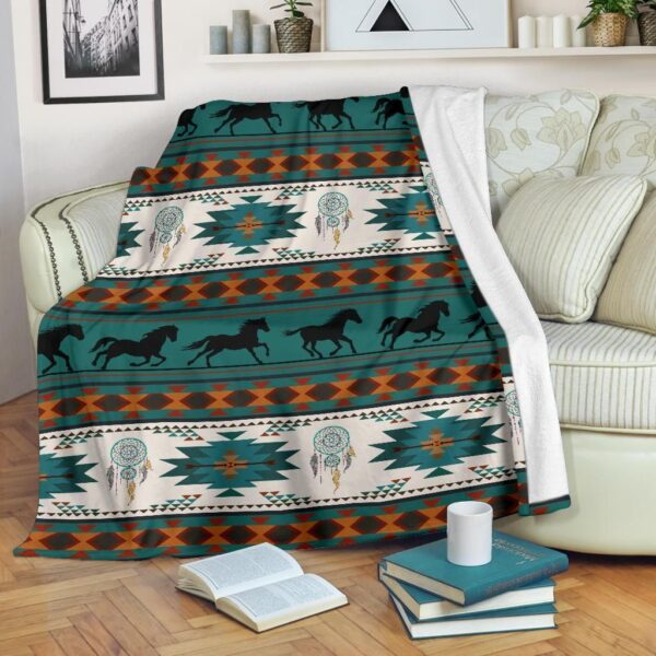 Horse Native American Fleece Blanket Sherpa Blanket