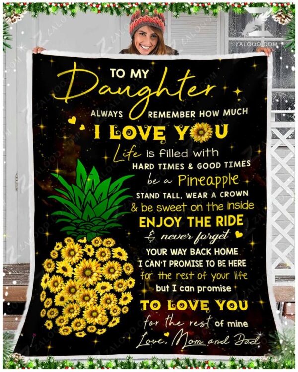 To My Daughter Pineapple Fleece Blanket Sherpa Blanket