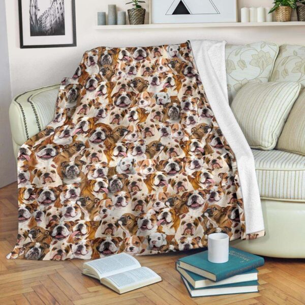 English Bulldog Full Face Fleece Blanket Sherpa Blanket