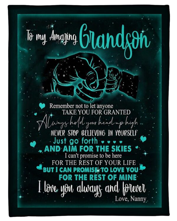 Nanny To Amazing Grandson Fleece Blanket Sherpa Blanket