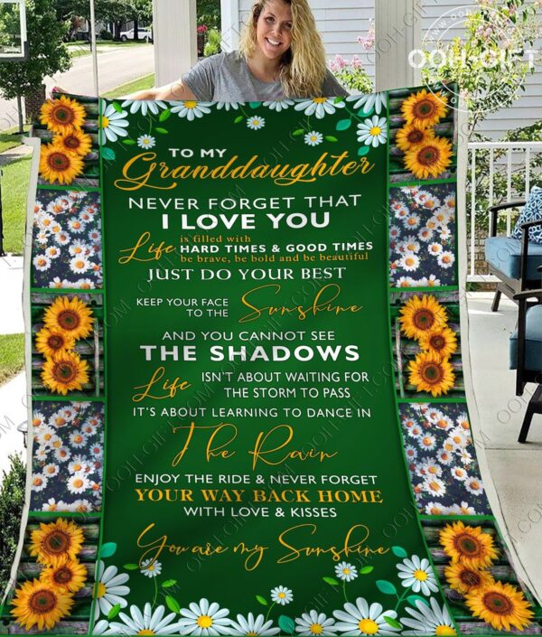 To My Granddaughter Green Fleece Blanket Sherpa Blanket