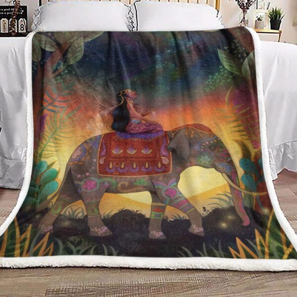 Indian Princess On An Elephant Fleece Blanket Sherpa Blanket