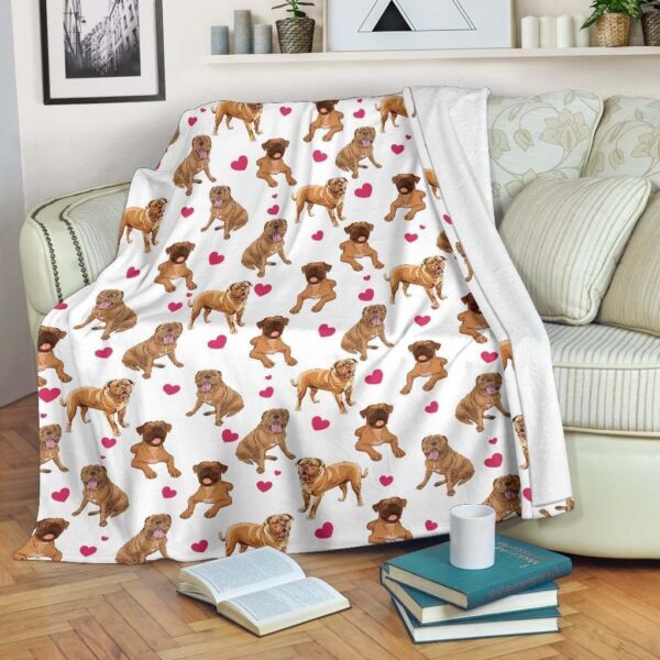 Dogue De Bordeaux Heart Fleece Blanket Sherpa Blanket