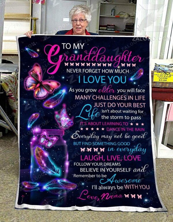 To My Granddaughter Nana Fleece Blanket Sherpa Blanket