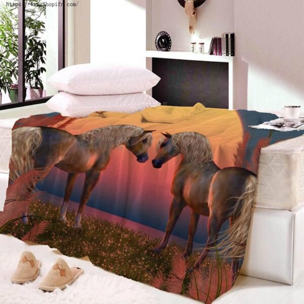 Horse Fleece Blanket Sherpa Blanket