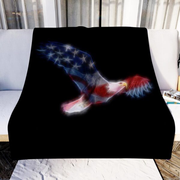 Patriotic American Flag Bald Eagle Fleece Blanket Sherpa Blanket