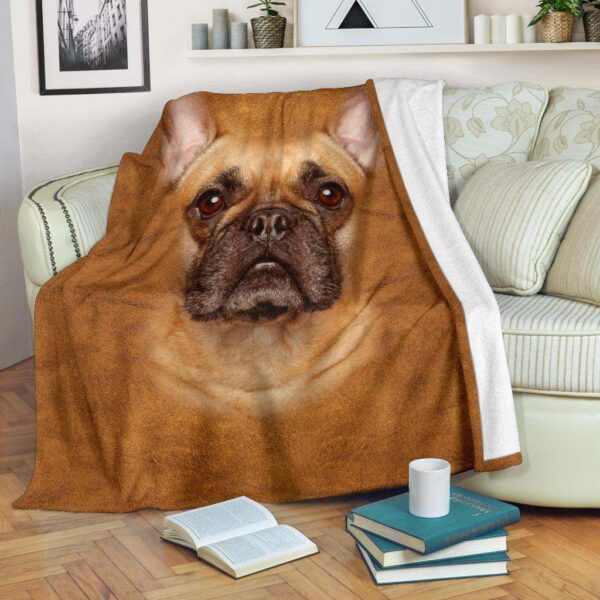 French Bulldog Face Hair Fleece Blanket Sherpa Blanket