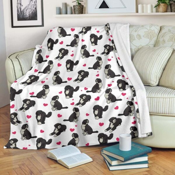 Portuguese Water Heart Fleece Blanket Sherpa Blanket