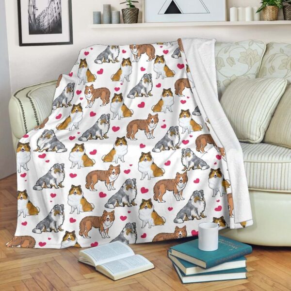 Shetland Sheepdog Heart Fleece Blanket Sherpa Blanket