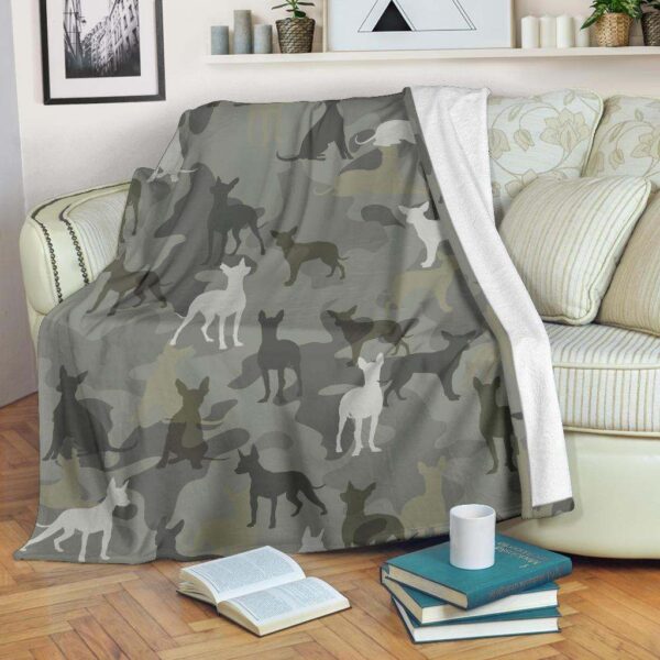 Mexican Hairless Dog Camo Fleece Blanket Sherpa Blanket