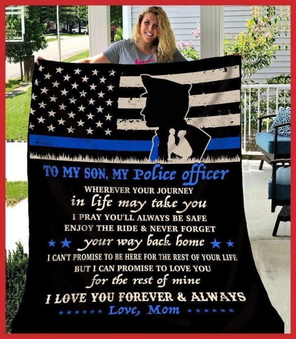 Police Son Wherever Your Journey In Life May Take You Fleece Blanket Sherpa Blanket