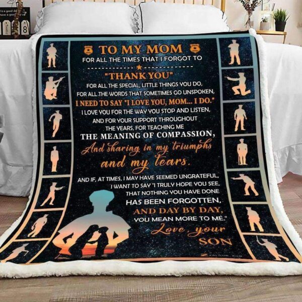 Police To My Mom Thank You Fleece Blanket Sherpa Blanket