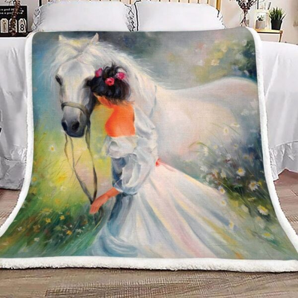 Horse And Girl Fleece Blanket Sherpa Blanket