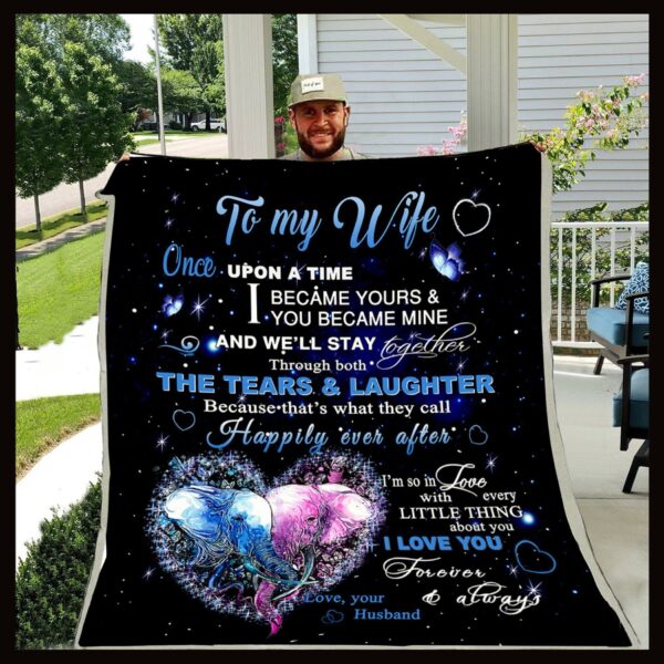 To My Wife Elephant Fleece Blanket Sherpa Blanket