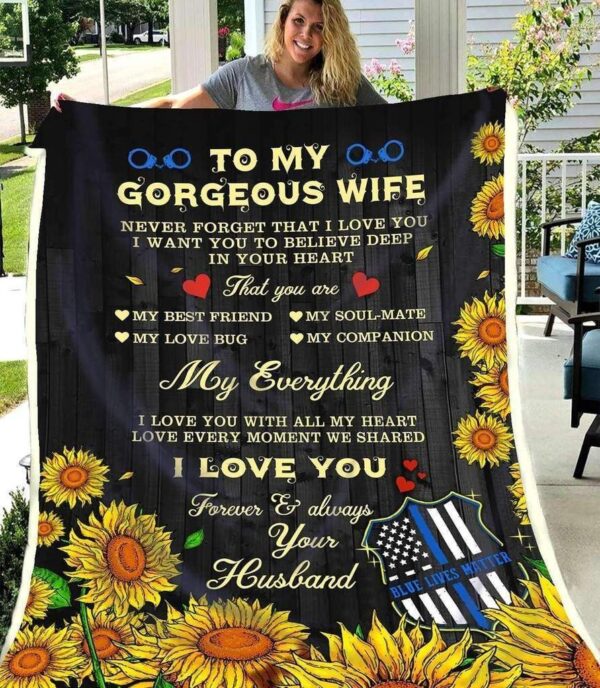 Police To My Wife My Everything Fleece Blanket Sherpa Blanket