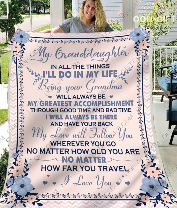 To My Granddaughter Flower Fleece Blanket Sherpa Blanket