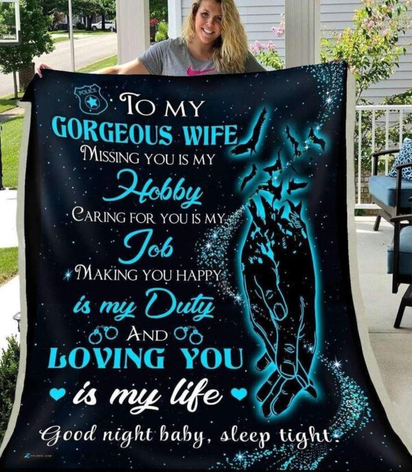 Police To My Wife Loving You Is My Life Fleece Blanket Sherpa Blanket