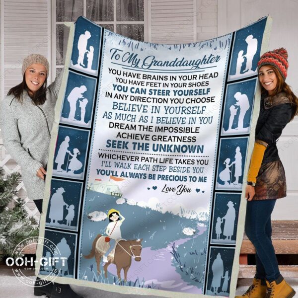 To My Granddaughter Horse Fleece Blanket Sherpa Blanket