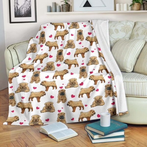 Shar Pei Heart Fleece Blanket Sherpa Blanket