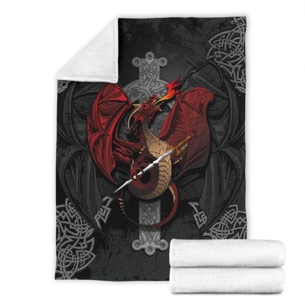 Celtic Mythical Dragon Fleece Blanket Sherpa Blanket