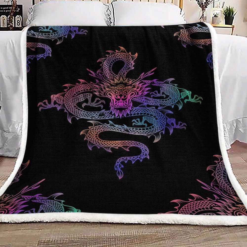 Mythical Chinese Dragon Fleece Blanket Sherpa Blanket The Daisy Shop
