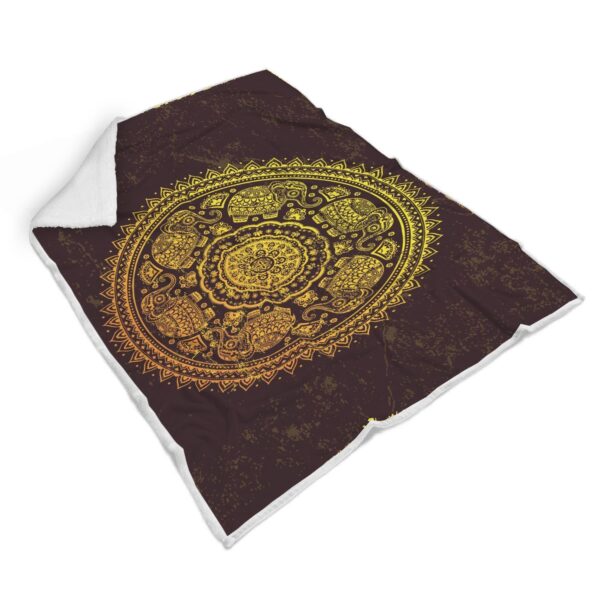 Elephant Gold Mandala Fleece Blanket Sherpa Blanket