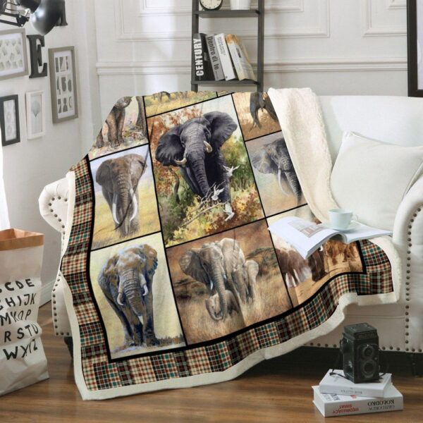 Elephant Fleece Blanket Sherpa Blanket