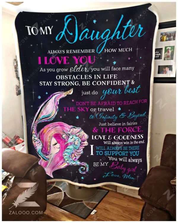 To My Daughter Mom Seahorse Fleece Blanket Sherpa Blanket