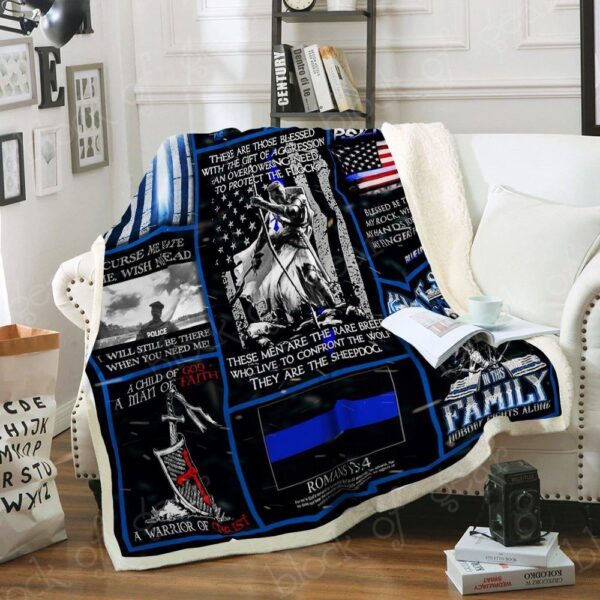 Policeman A Warrior Of Christ Fleece Blanket Sherpa Blanket