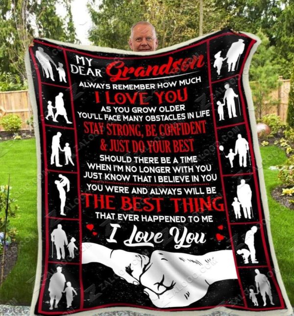 To My Grandson Grandpa The Best Thing Fleece Blanket Sherpa Blanket