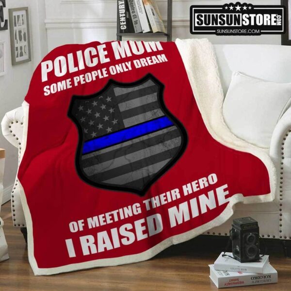 Police Mom Red Fleece Blanket Sherpa Blanket