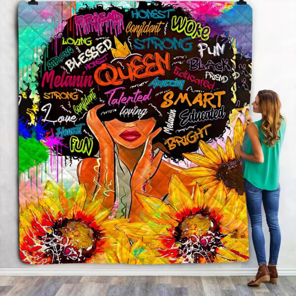 Sunflower Black Queen Fleece Blanket Sherpa Blanket