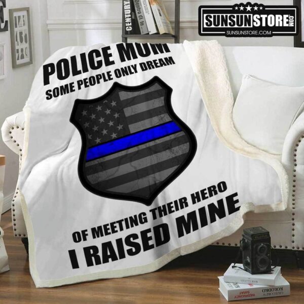 Police Mom White Fleece Blanket Sherpa Blanket