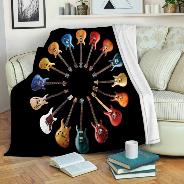 Guitar Types In Circle Fleece Blanket Sherpa Blanket