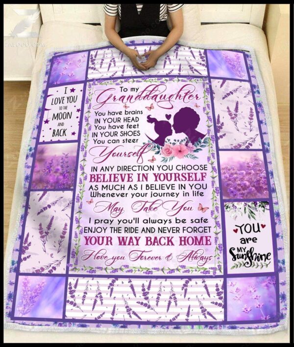 To My Granddaughter Lavender Fleece Blanket Sherpa Blanket