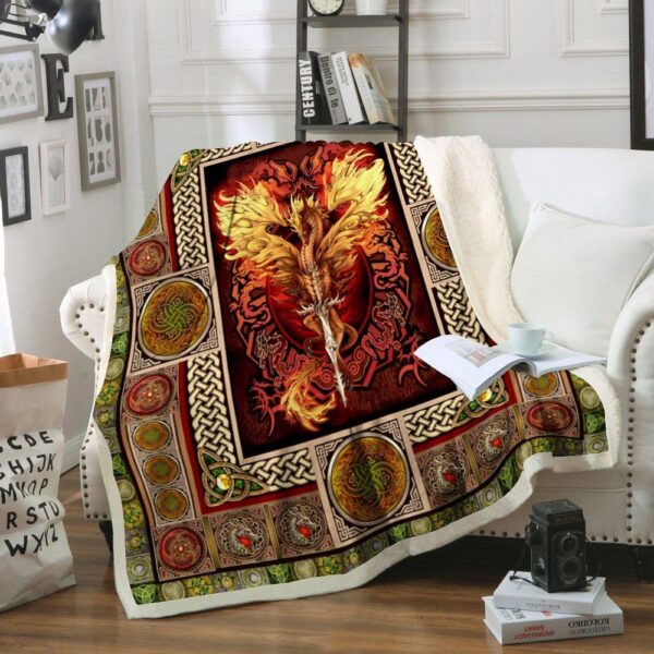Celtic Dragon Fleece Blanket Sherpa Blanket