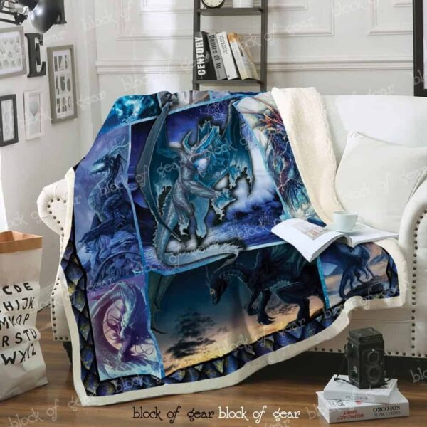 Epic Blue Dragon Fleece Blanket Sherpa Blanket
