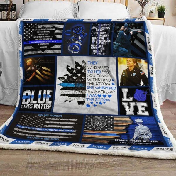 I Am The Storm Female Police Officer Fleece Blanket Sherpa Blanket