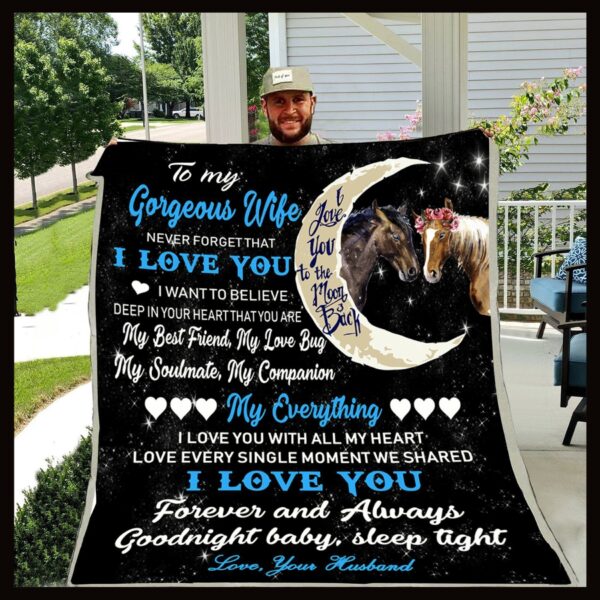 To My Wife Horse Fleece Blanket Sherpa Blanket