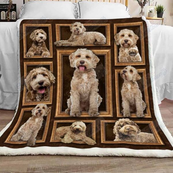 Cute Labradoodle Dog Fleece Blanket Sherpa Blanket