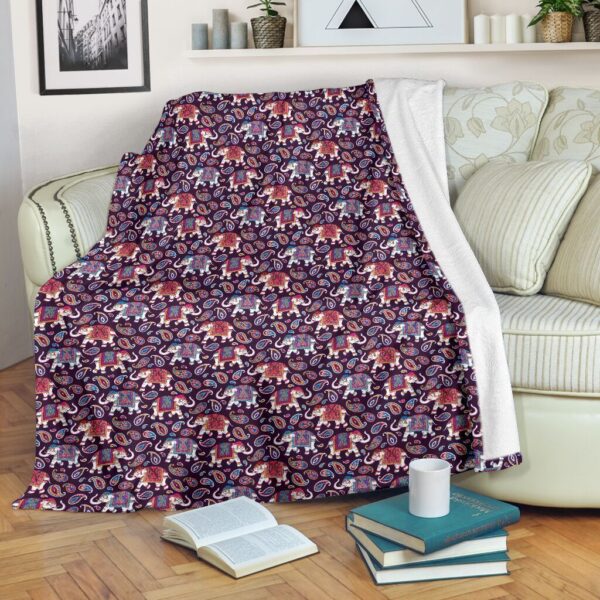 Colorful Tribal Elephant Fleece Blanket Sherpa Blanket